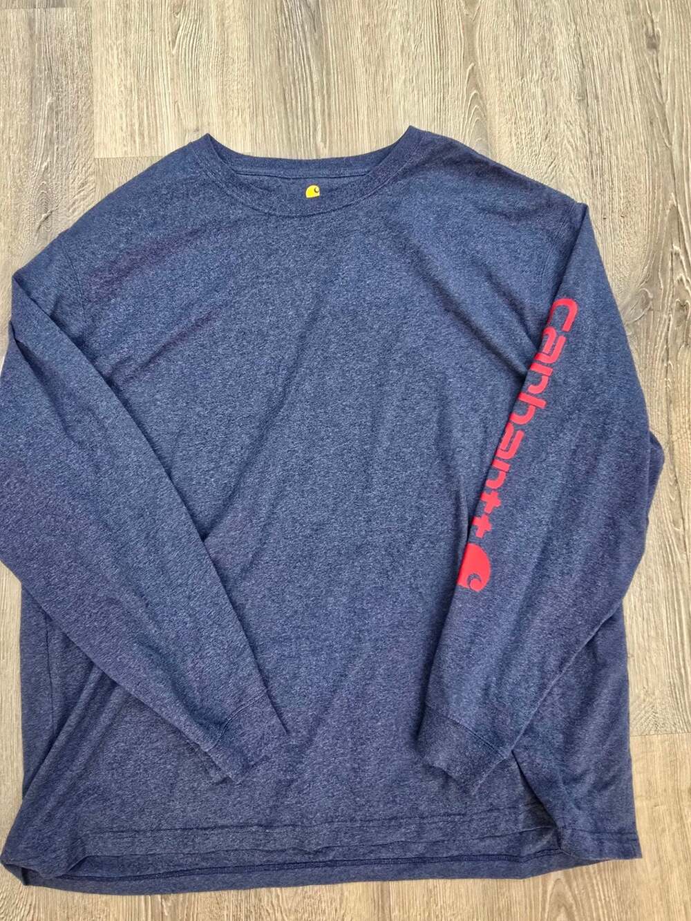 Carhartt Men's Original Fit Long-Sleeve Graphic Logo T-Shirt, Navy Blue